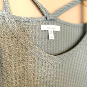 Maurices M blue/green waffle knit long tunic